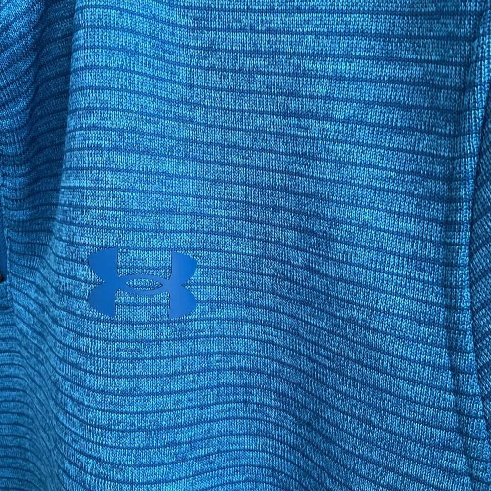 Under Armour Golf Storm Fleece Pullover Jacket Pinstripe Men's Sz L Teal Cobalt - Picture 4 of 9